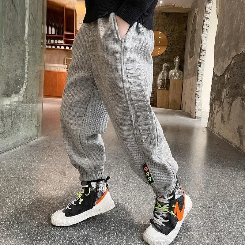 Thermal Fleece-Lined Boys' Sports Pants Winter Kids' Athletic Pants Medium-Large Toddler Boys Casual School Pants