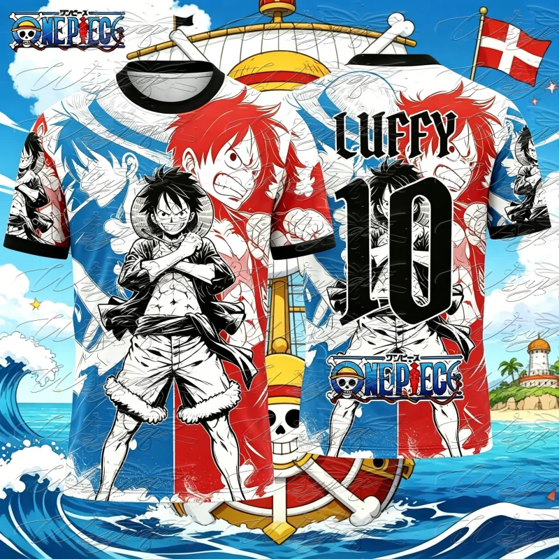One Piece Cute Luffy No.7 3D Print Football Jersey Summer Quick Dry Sports T Shirt Unisex Loose Fitness Running Short Sleeve Top