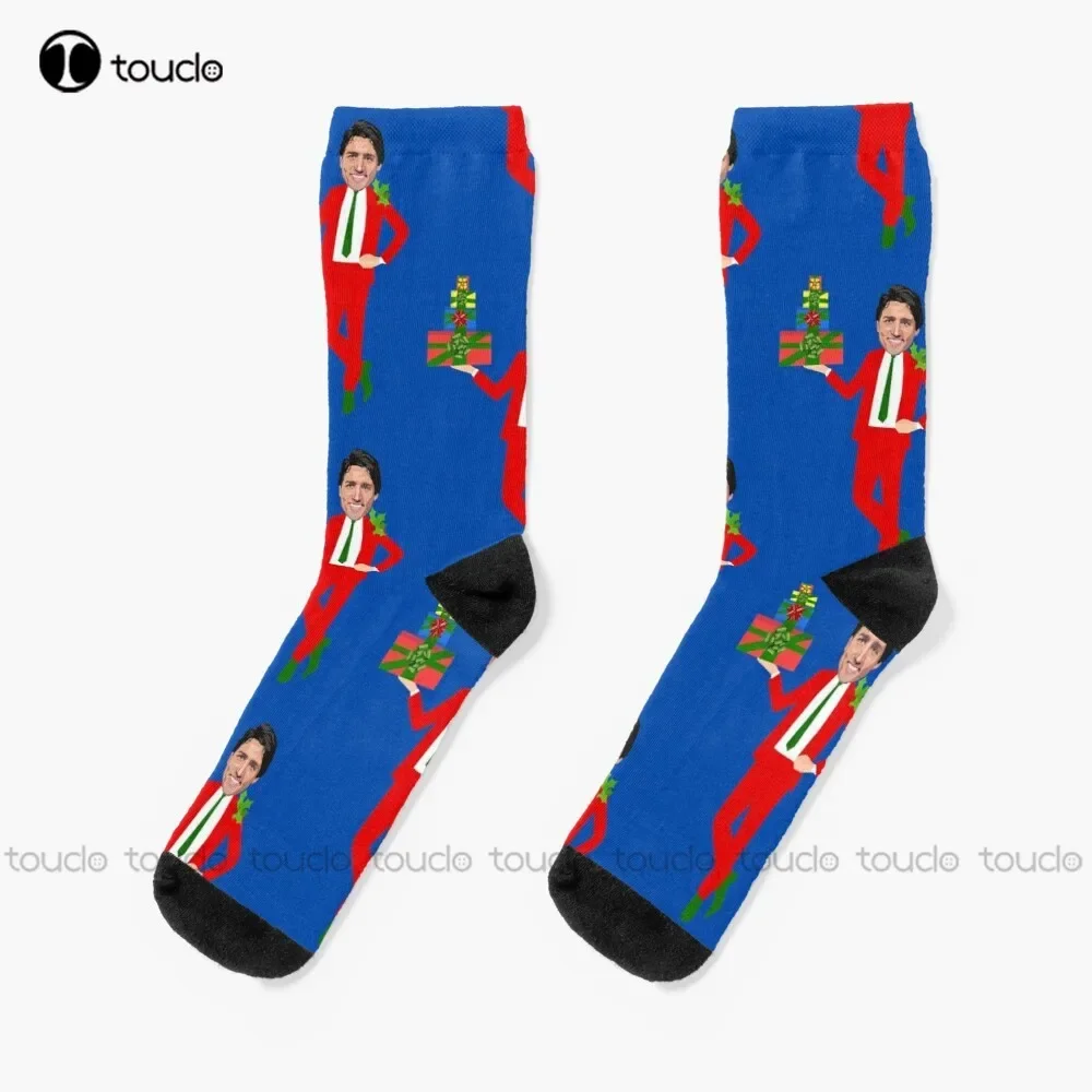 Christmas Justin Trudeau Socks Cotton Socks High Quality Cute Elegant Lovely Kawaii Cartoon Sweet Cotton Sock 360° Digital Print