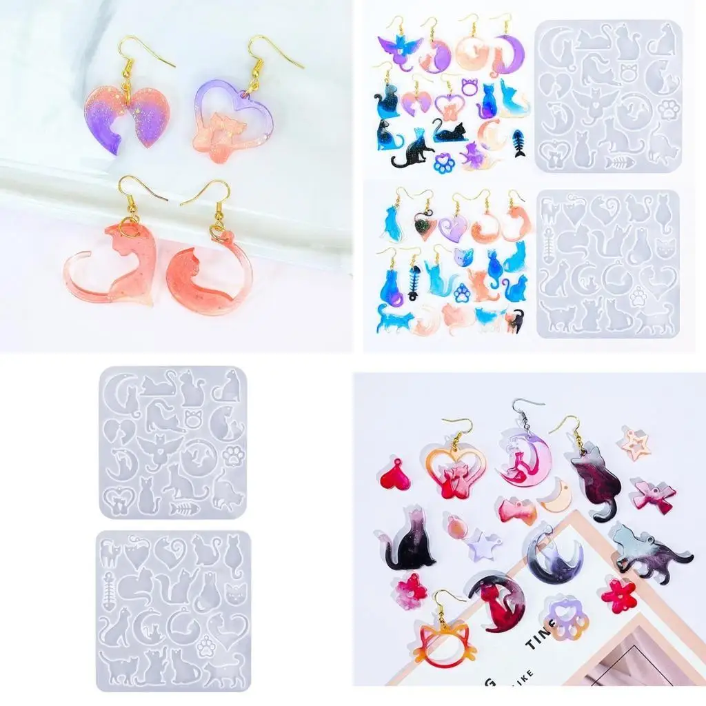 

A52E Earring Silicone Molds Cats Keychain Moulds Gift for Cats Enthusiasts