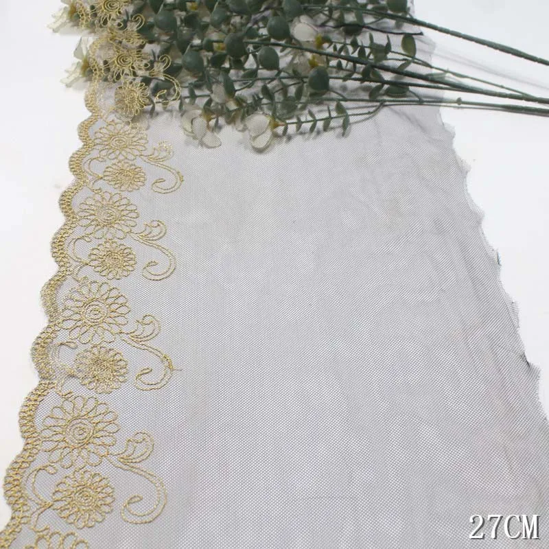 

57Yards Luxury Sun Flower Black Net Embroidery Lace Trim Embroidered Lace Fabric for Women Lingerie Clothing