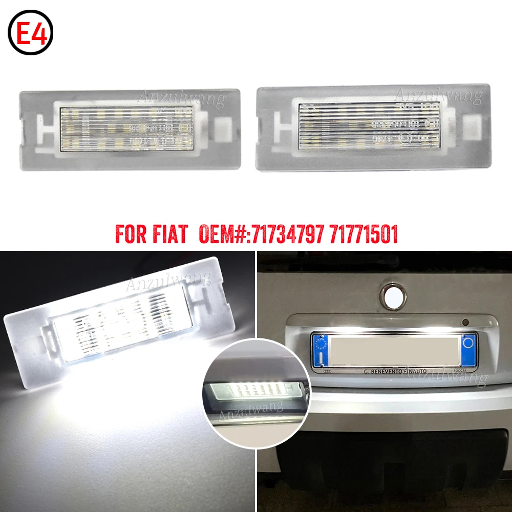 2PCS LED Number Plate Light License Plate Lamp For Fiat Panda Mk3（Type 169）Mk4（Type 312/319）71734797