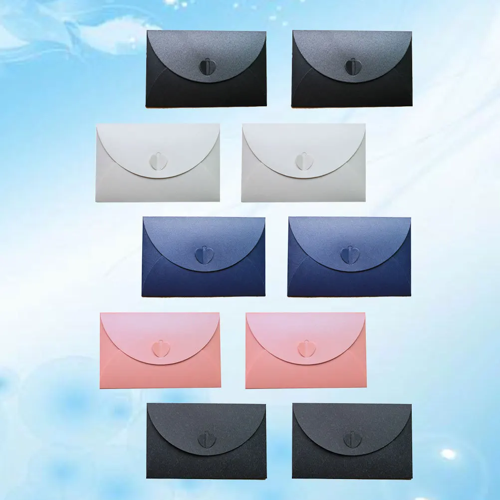 

20 pcs Heart Clasp Envelope Colored Blank Paper Biodegradable Storage For Postcards Diy Gift Cards Craft Envelopes Printing