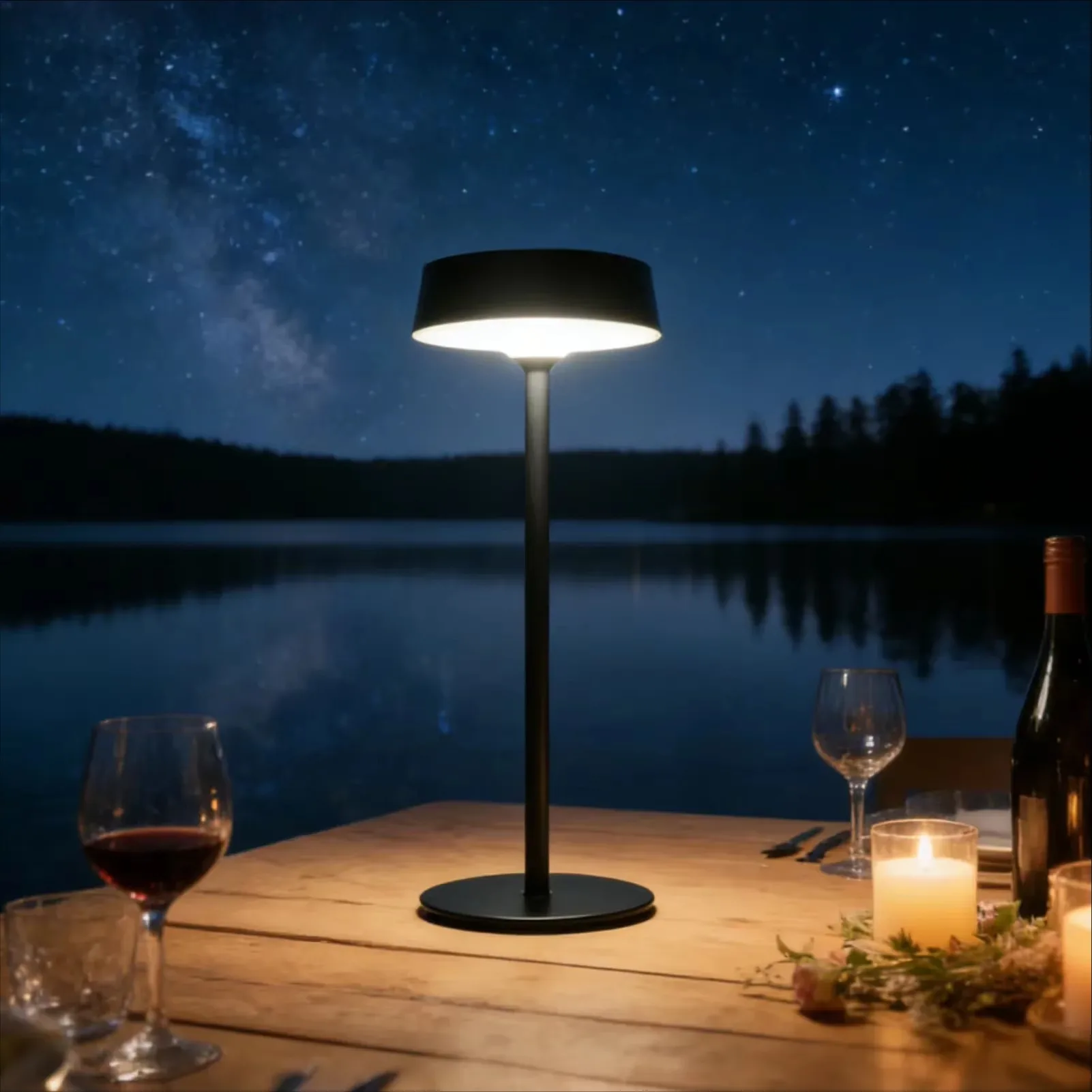 Solar Table Lamp, Night Light, USB Dual Charging Waterproof 3 Color Dimmable for Camping Restaurant Bar Cafe Patio Decor Gift