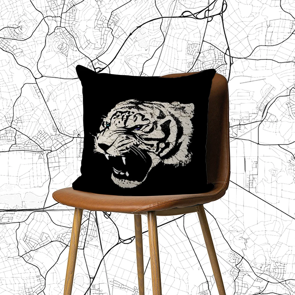 Tiger Pillow Case DIY Pillowcase Home Office Decorative Pillowcase Bedroom Sofa Car Cushion Cover 45x45 cm