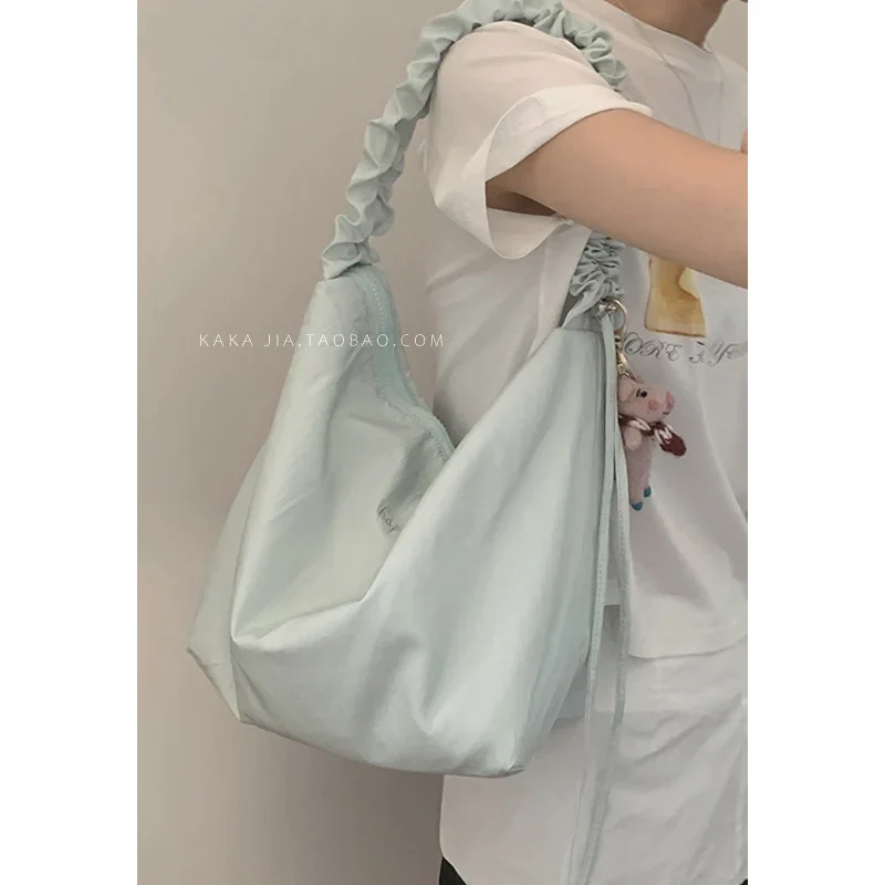 

Nylon Cloth Tote Bag Korean Pleated 2025 New Casual Large Capacity Crossbody Bags for Women