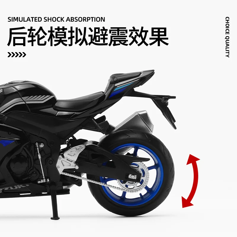CCA سوزوكي GSX-R1000 نموذج دراجة نارية تأثير معدني حامل قابل للسحب أنيق وملفت للنظر عطلة هدية عرض قطعة