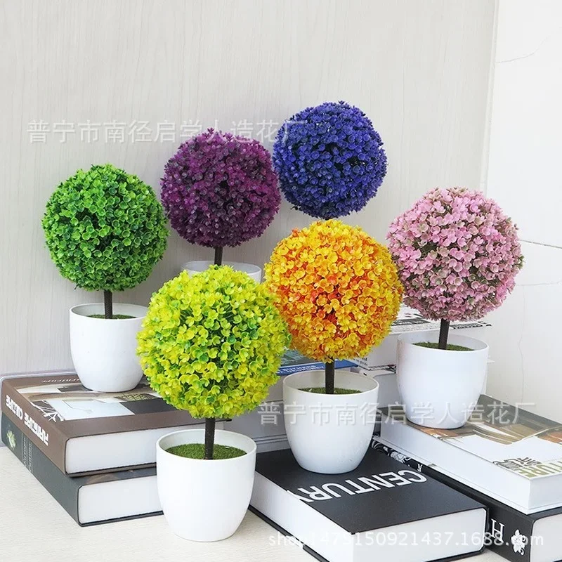 1pc Artificial Plant Bonsai Grass Potted Simulation Plastic Arrangement Dining Table Hotel Garden Decoration Ornament Wholesale