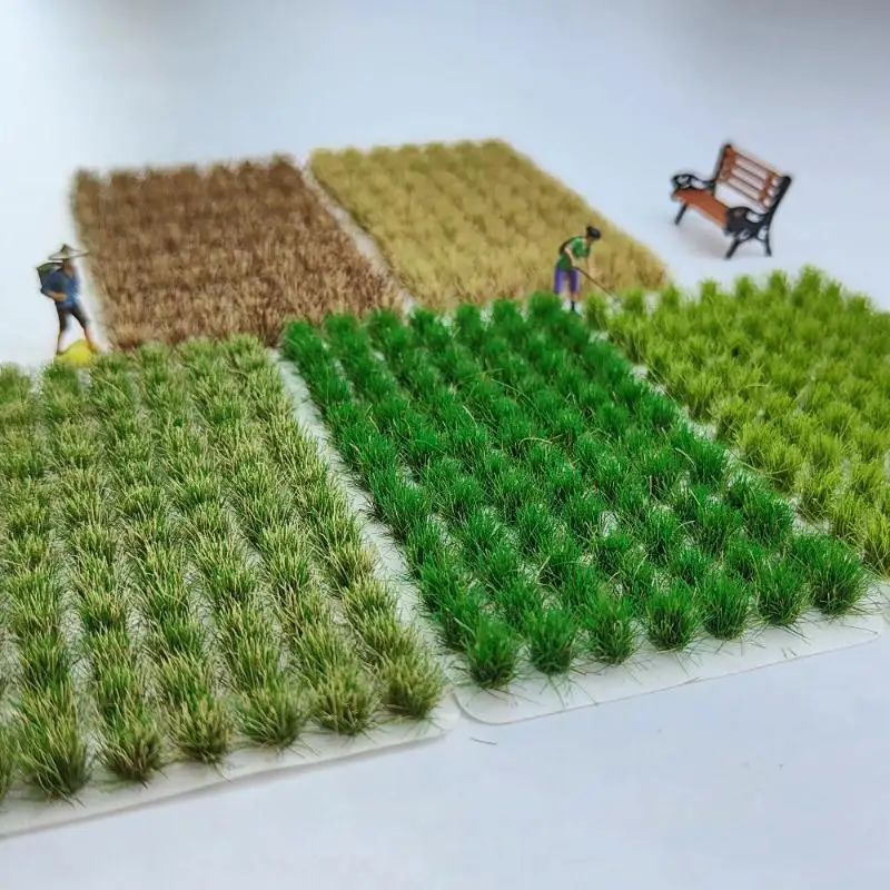 91Pcs Mini Farmland Static Railroad Terrain Miniature Scenery Tufts Model Bushy Static Grass Microlandscape Model