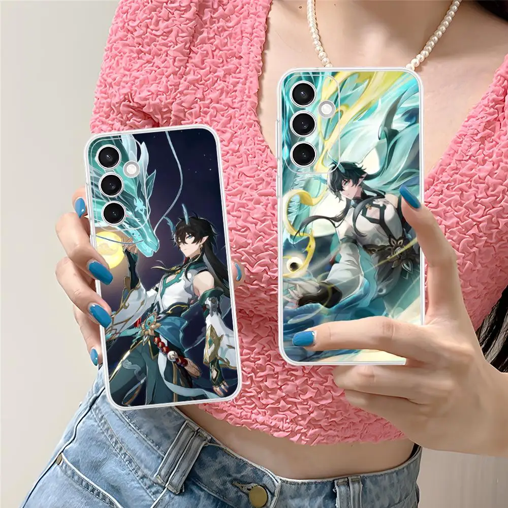

HSR Dan Heng Clear Mobile Phone Case for Samsung Galaxy S25 S24 S23 S22 S21Plus FE Ultra Colorful Cover