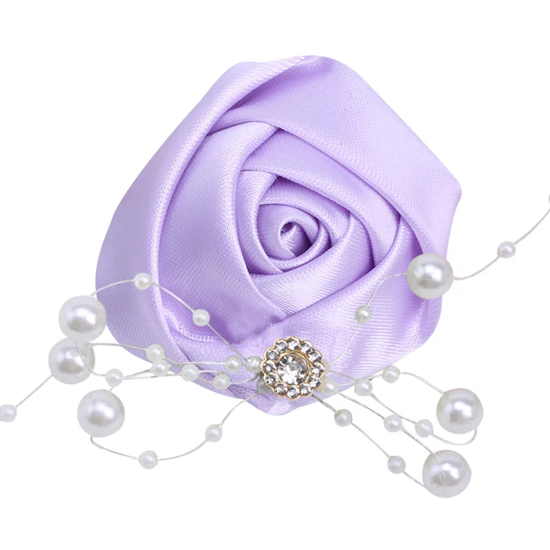 

Korean Bridesmaid Wrist Corsage Pearl Ribbon Rose Men's Suit Brooch Multicolor Corsage Wedding for Men Groomsman Boutonnieres