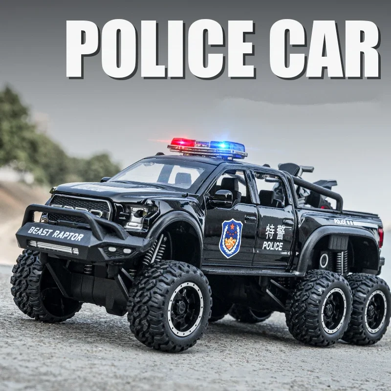 1/28 Ford Raptor F150 Pickup Alloy Car Model Diecast & Toy Metal Police Off-Road Vehicles Car Model Simulation Children Gift