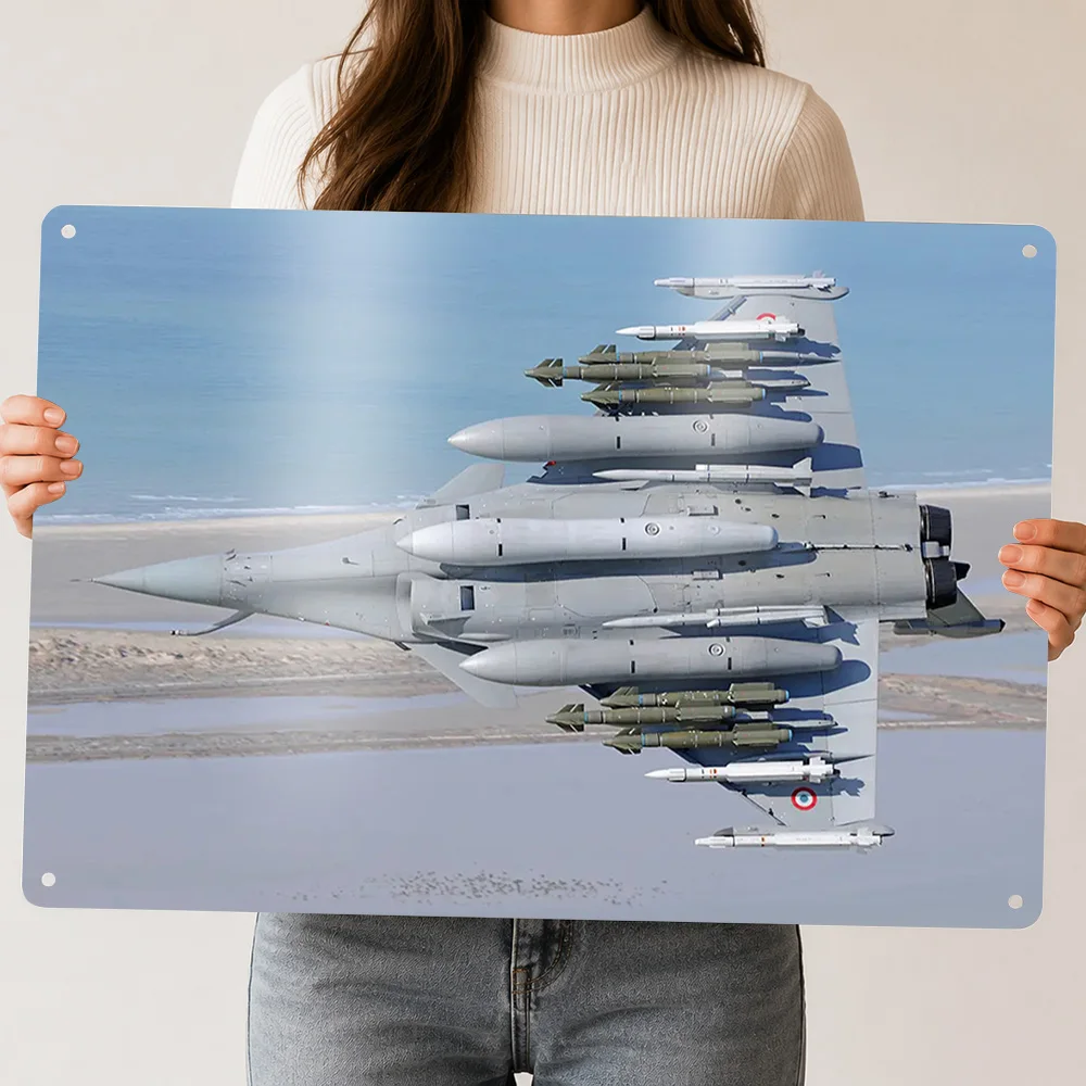 Rafale Fighter Jet Fighter 3D Texture Metal Poster Customized Wall Art Tin Sign Gift for Mancave Gaming Decoration Room House