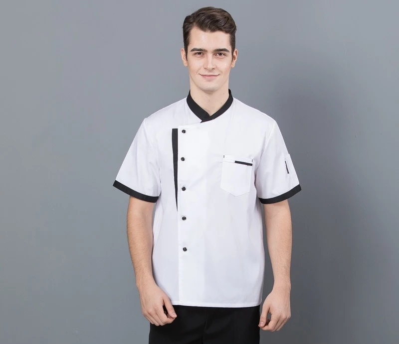 Uniforme de chef, ropa de verano de manga corta para hombre, catering, hornear, cafetería, espalda de cocina de manga corta, delgada y transpirable