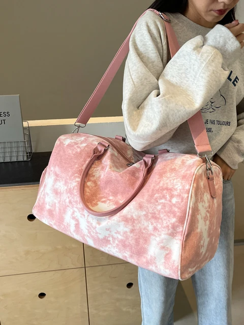 Modna płócienna damska torba podróżna Tie-dye Luksusowa designerska torba Boston Torba na ramię o dużej pojemności z przegrodą na buty