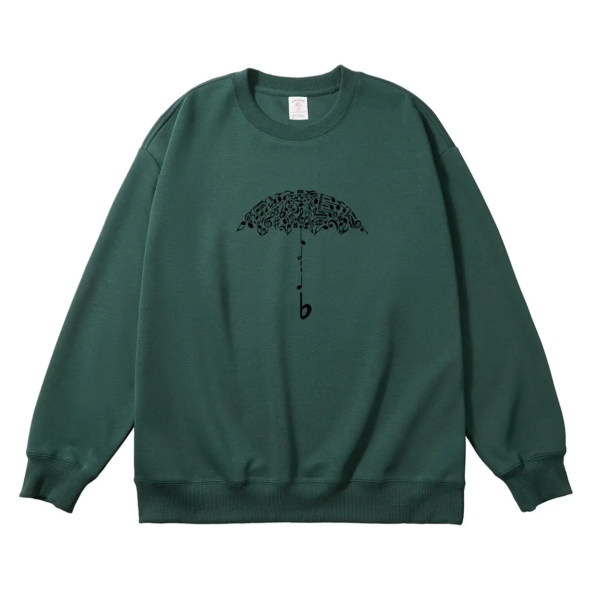 Oversized Women Pullover Musical Note Umbrella Graphic Woman Tops Female Sweatshirt Round Neck Long Sleeve Autumn Thick Clothes