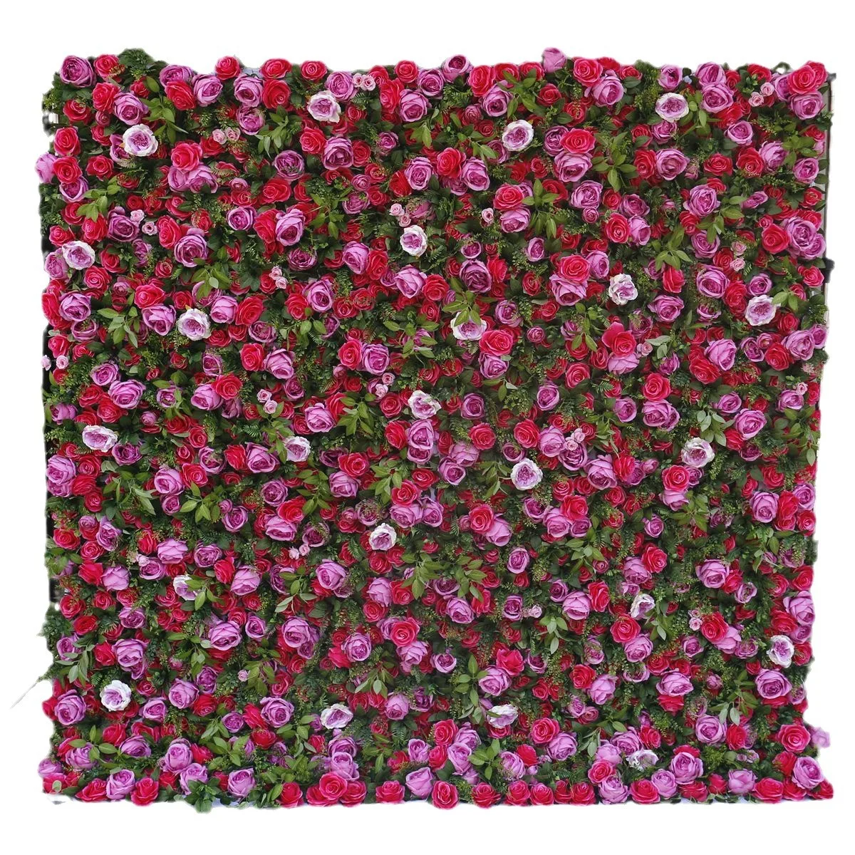 Kunstbloem muur achtergrond muur op stof Rode pioen bruiloft decoratie arrangement groene plant muur
