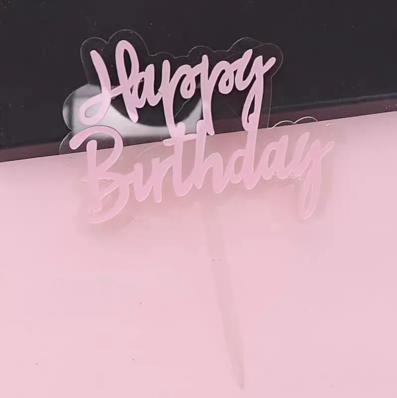 Kreative doppelschichtige alles Gute zum Geburtstag Acryl Geburtstag Kuchen Dekoration Karten für Jungen und Mädchen Geburtstag Party Backen Plugin – Detail 4