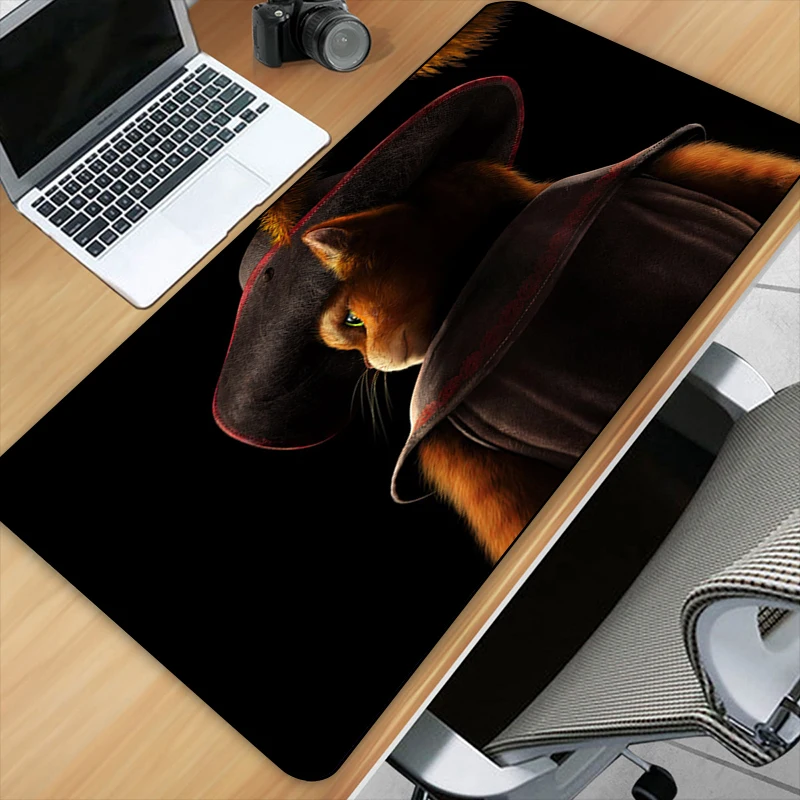 Puss in Boots  Art HD Printing XXL Mouse Pad Gamer Accessory Hot Large Desk Pads Computer Lock Edge Keyboard Mat anime Cartoon