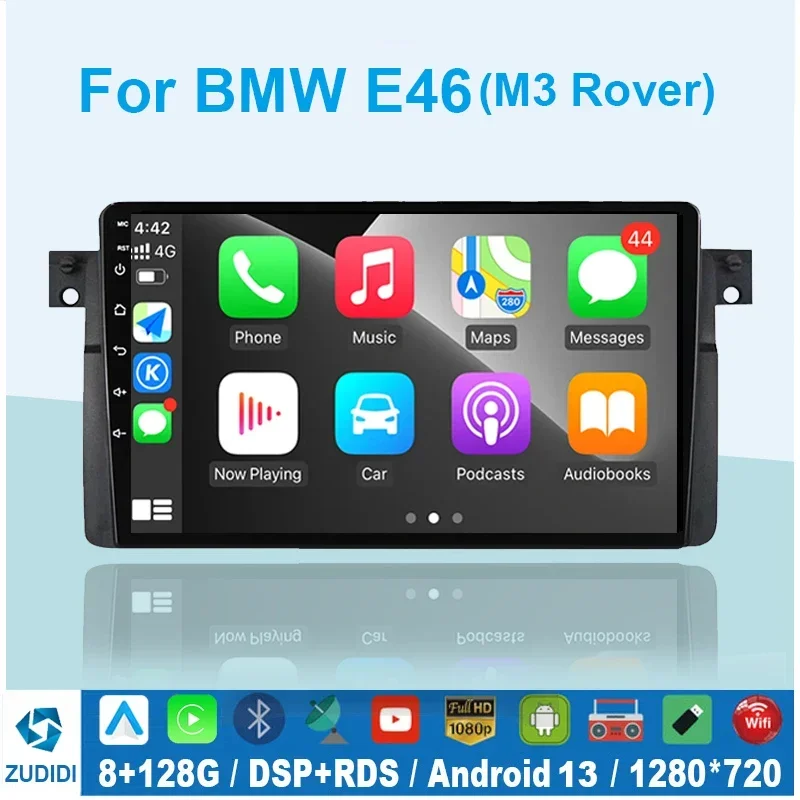 Android 13 CarPlay Android Auto Radio For BMW E46 M3 318/320/325/330/335 4G Car Multimedia GPS Navigation 2din no dvd autoradio