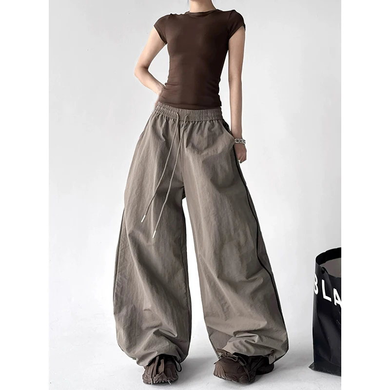 ZHIZOU Women's Gray Sweatpants Baggy Patchwork Pants Harajuku Aesthetic 2000s Style Y2k Vintage Oversize Hip Hop Trousers Summer - view 4