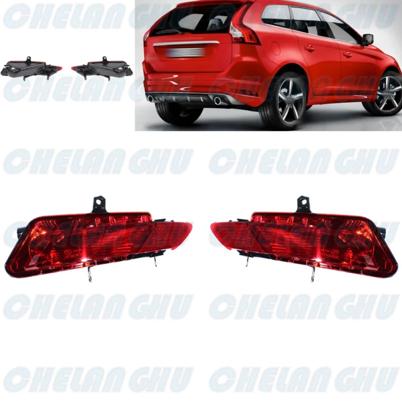 For Volvo XC60 2014 2015 2016 2017 1 Pair Rear Bumper Reflector Light Lamp Without Bulbs Car accessories 31353285 31353286