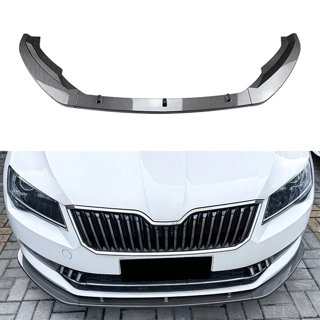 Car Front Bumper Lip Spoiler For Skoda Superb B8 2016-2018 Front Bumper Protector Lower Blade Splitter Car Styling