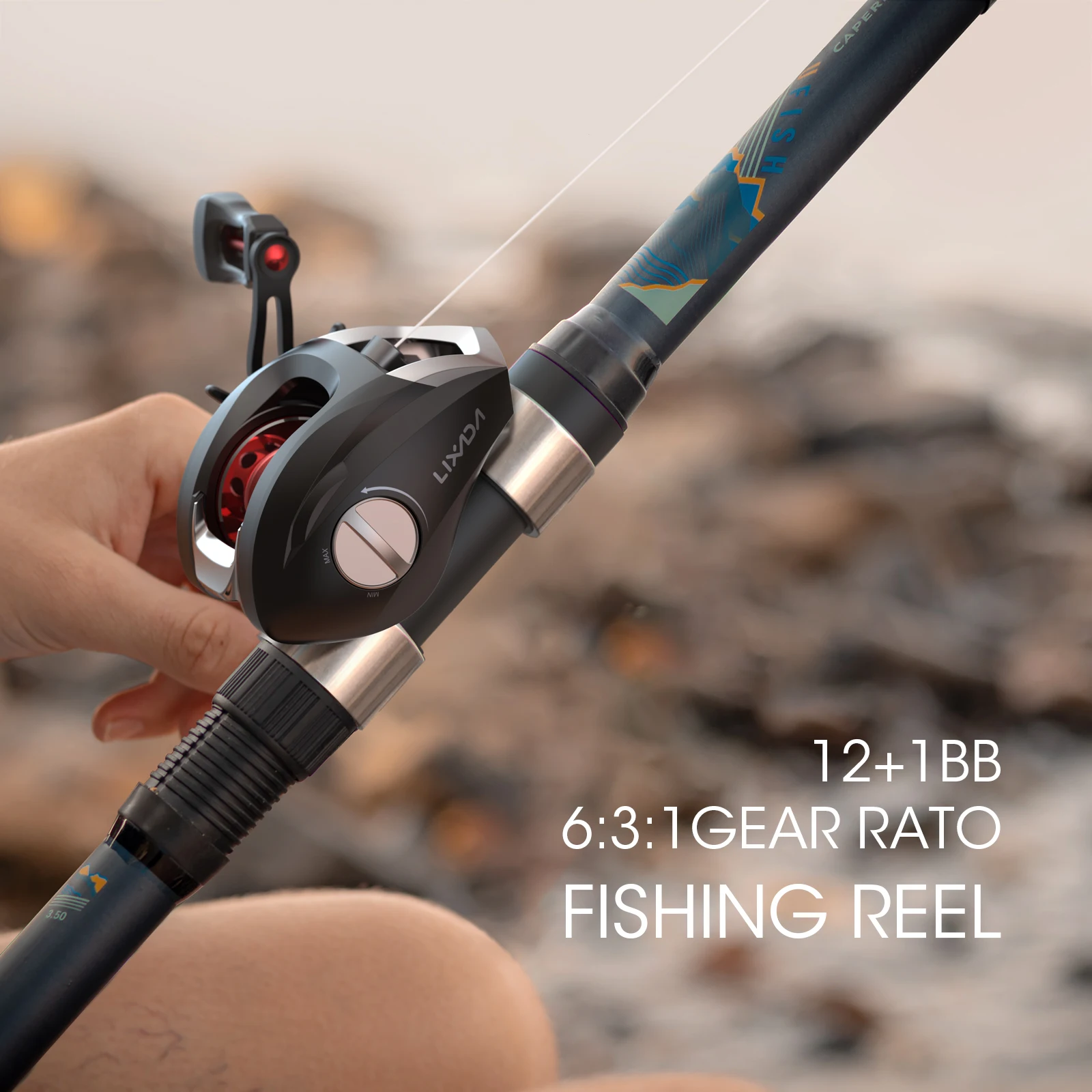 

Lixada Left-handed 12+1 Ball Bearings Baitcasting Reel Fishing Fly High Speed Fishing Reel with Magnetic Brake System