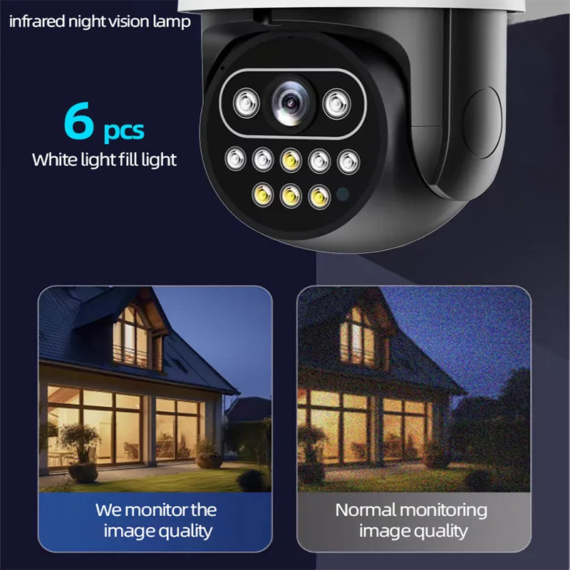 Télécommande de téléphone portable 360 ​ ​ Pas d'angle mort double objectif 5MP HD vision nocturne extérieure double écran caméra de surveillance caméra IP Audio