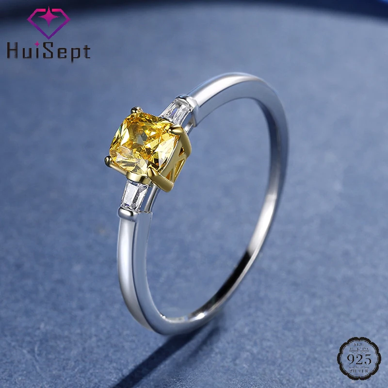 

HuiSept Fashion Finger Ring with Zircon 925 Silver Jewelry Accessories for Women Wedding Party Engagement Promise Gift Wholesale