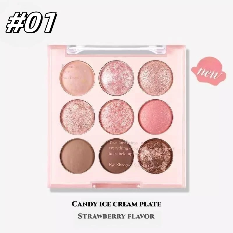 9-kolorowa paleta cieni do powiek z lodami Glitter Pearl Matte Rose Makeup Plate Blush Lying Silkworm Korean Women High Pigment Cosmet