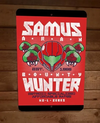 Samus Affordable Bounty Hunter  Metal Wall Sign Poster Video Game