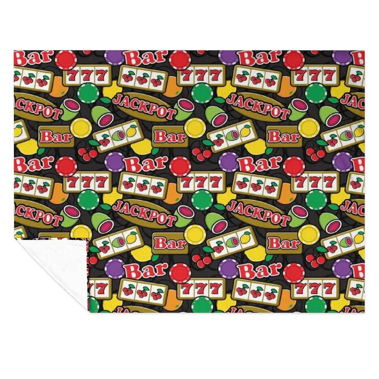 

Casino Jackpot Lucky Slot Machine Fruit Slots Pattern Throw Blanket Flannel Decorative Throw Multi-Purpose Softest Blankets