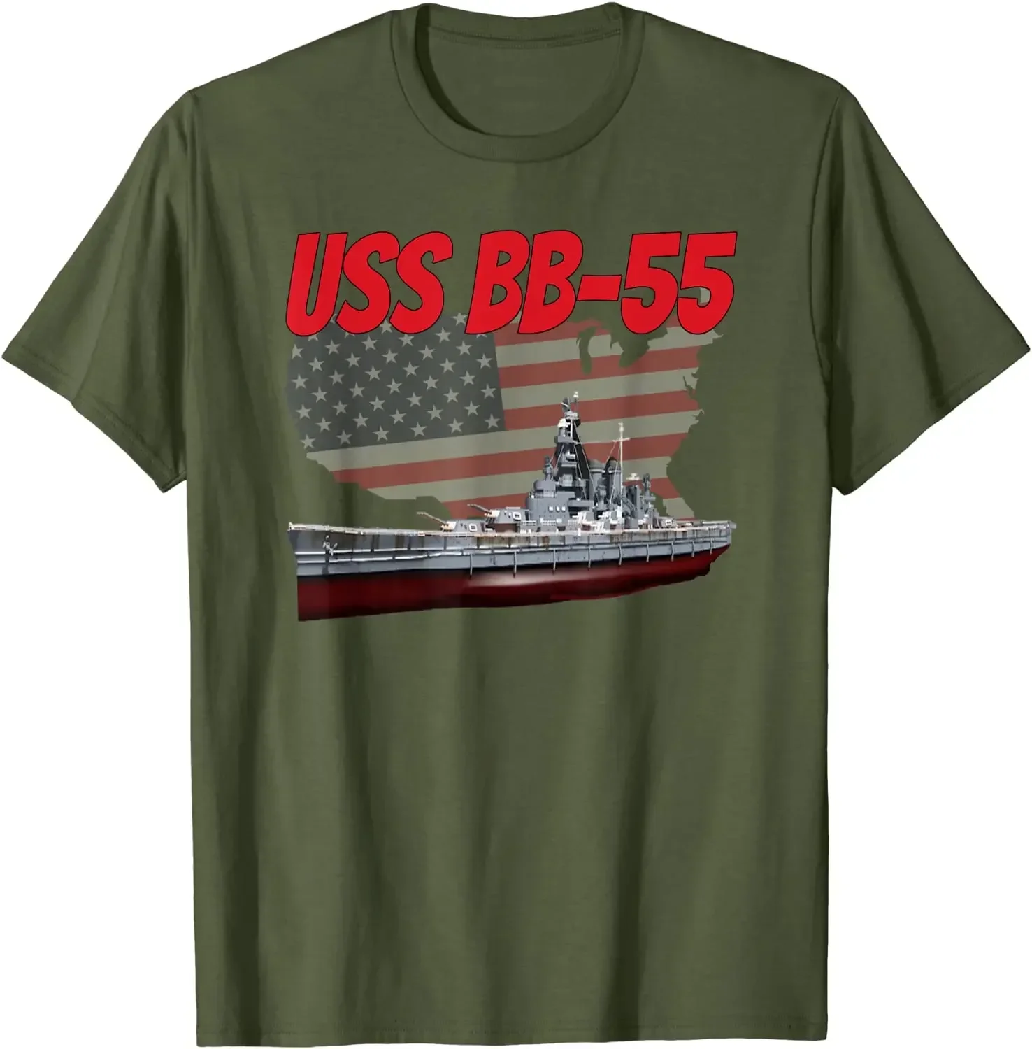 USS North Carolina BB-55 Battleship T-Shirt 100% Cotton O-Neck Summer Short Sleeve Casual Mens T-shirt Size S-3XL