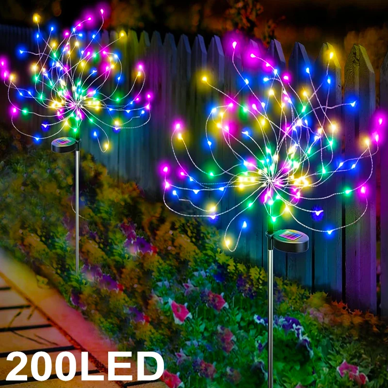 Solar Firework LED Garden Lights Outdoor Walkway Pathway Christmas Llighting Party Wedding Decor