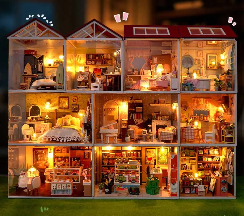 DIY Puppenhaus Holz-Miniatur-Set mit Möbelset Handgefertigtes Modell-Bausatz Spielzeug-Geschenkbox für Geburtstage – Detail 2