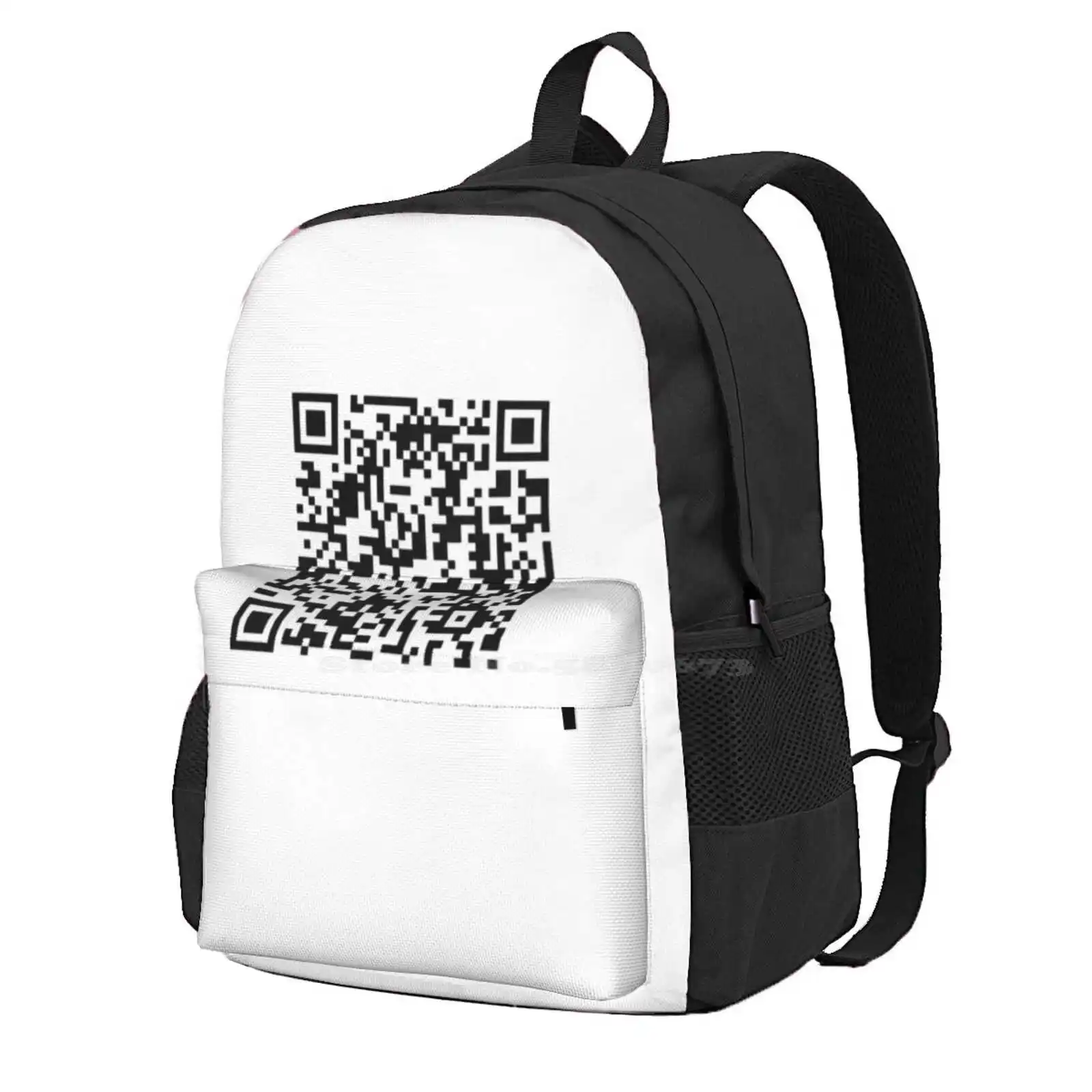 Rick Roll Qr Hot Sale Schoolbag Backpack Fashion Bags Astley Rickroll Never Gonna Going Give You Up Meme Funny Qr Scan Joke