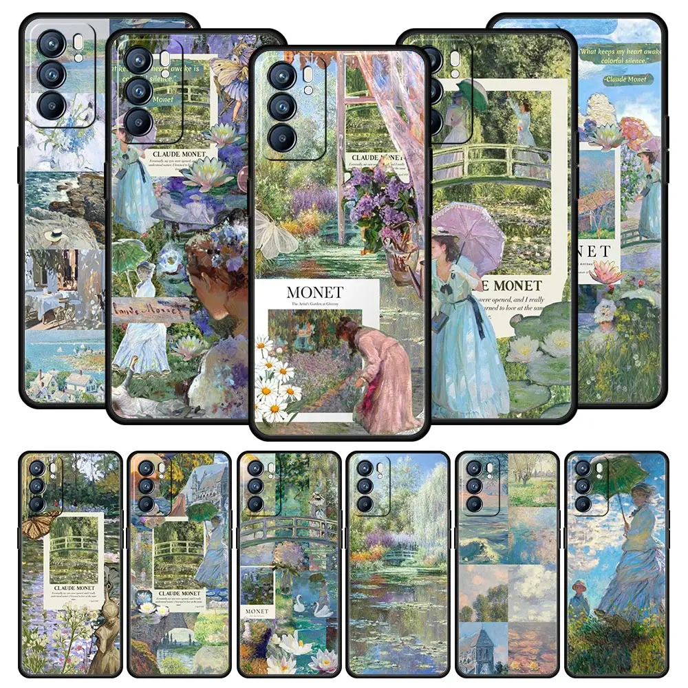 Claude Monet Art Phone Case For Oppo Reno8 Reno7 Reno6 Pro A54 5G Find X6 X5 A53 A52 A9 A15 A95 A17 A16 A76 A74 A57 A31 Cover