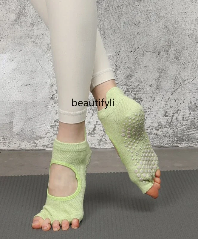 Yoga socks non-slip professional women's five-finger socks open-toe, socks fitness sub-toe sports open back