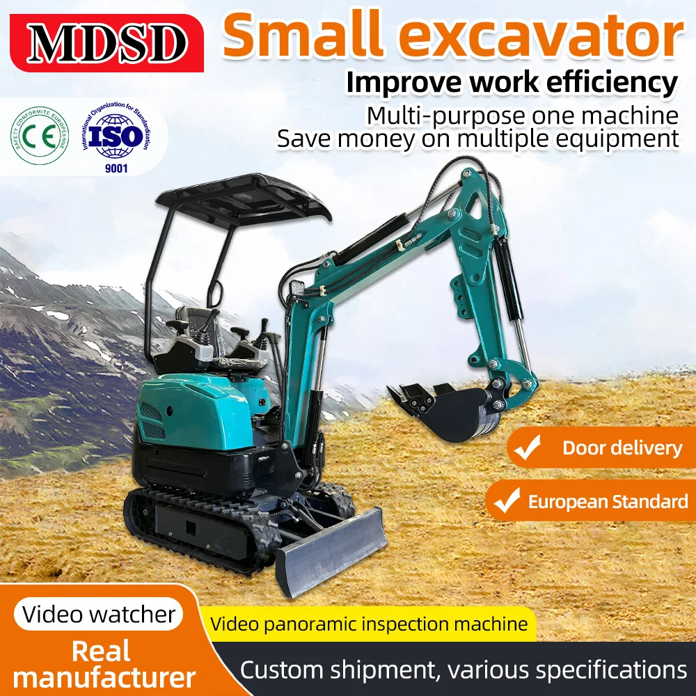 Mini Excavator DDP Pengiriman 1.2 Ton Excavator Kecil Hidrolik Aksesoris Lengkap Excavator Pertanian Untuk Mesin Kubota Epa Euro 5