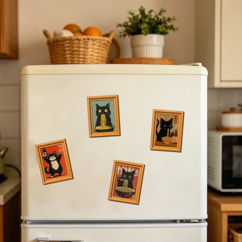 Funny Cartoon Dog Chef Wooden Double Layer Magnetic Fridge Magnet Animal Photo Frame Refrigerator Sticker Home Decor Gift