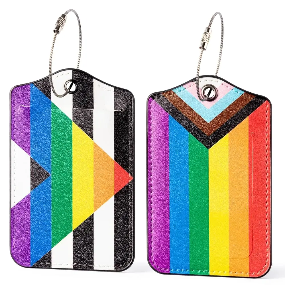 

Free ShippingLGBTQ+ Luggage Tags Suitcases - 2Pcs Progress Pride Flag & Straight Ally Flag Identification Tags Holders Backpack