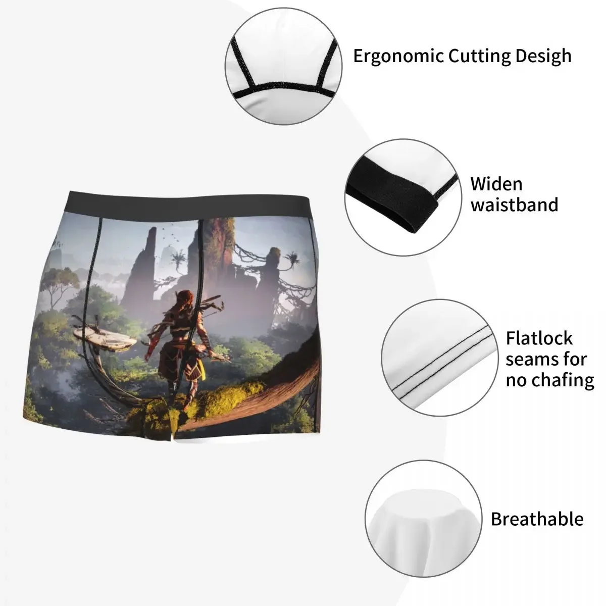 Men Horizon Zero Dawn Adventure Game Boxer Briefs Shorts Panties Mid Waist Underwear Aloy Anime Male Sexy S-XXL Underpants