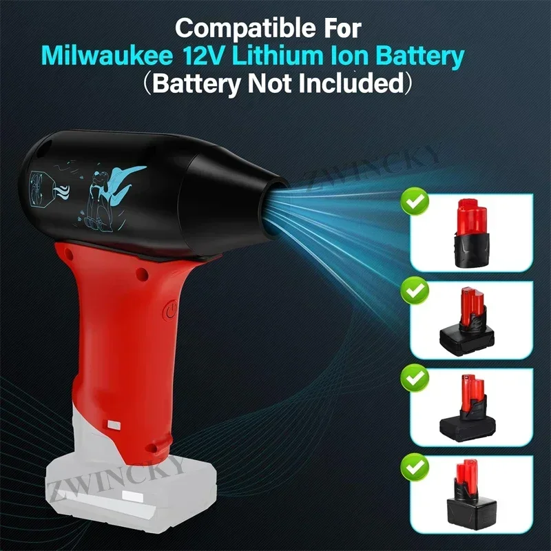 For Milwaukee Battery 12V Brushless Violent Turbo Fan Jet Blower Speed Adjustable Wireless Handheld Fan 48-11-2490 48-11-2403