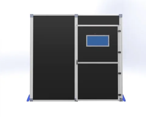 Barriera di sicurezza da parete con protezione per saldatura laser