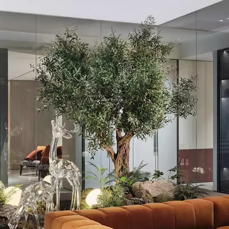 32Simulated olive tree Large floor-to-ceiling green plants Indoor and outdoor landscape decoration False tree style