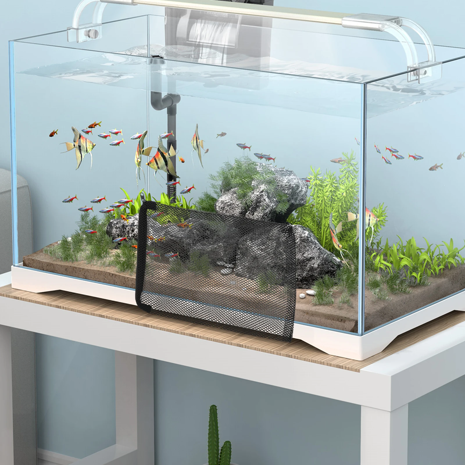 

10pcs 30x20cm Aquarium Filter Bag Zipper Filtering Bag Fish Tank Mesh Pouch (White, Black, Each)