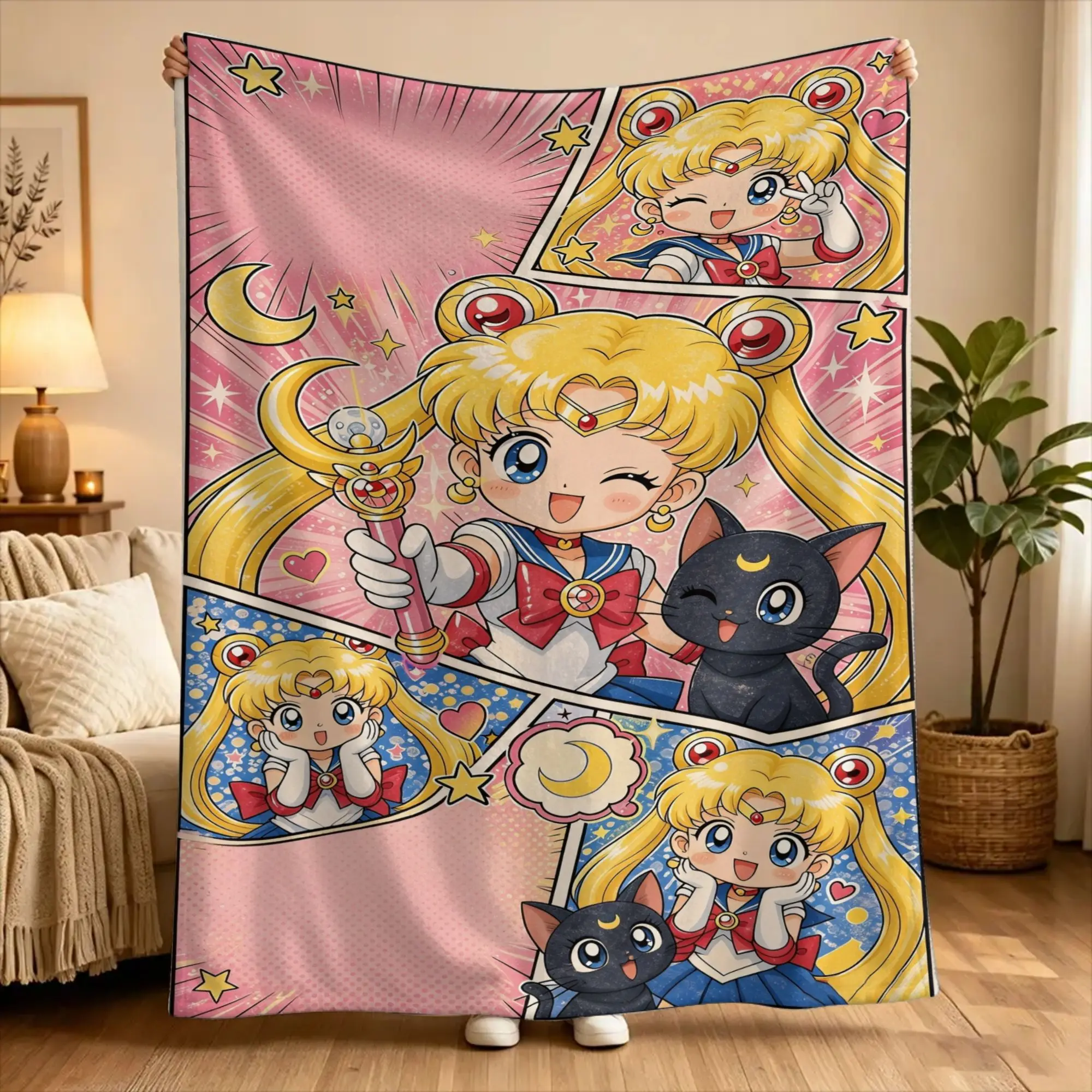 Super Warm Blanket Airplane Travel S-Sailor Moons Throw Blanket  Flannel Bedspread For Couch Chair Aesthetic Sofa Bed Cover