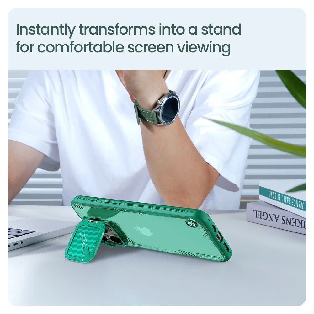 

Nillkin For iPhone 16 Pro Max / 16 Pro Case Camshield with Camera Stand Transparent Clear Cases 360 Privacy Lens Cover