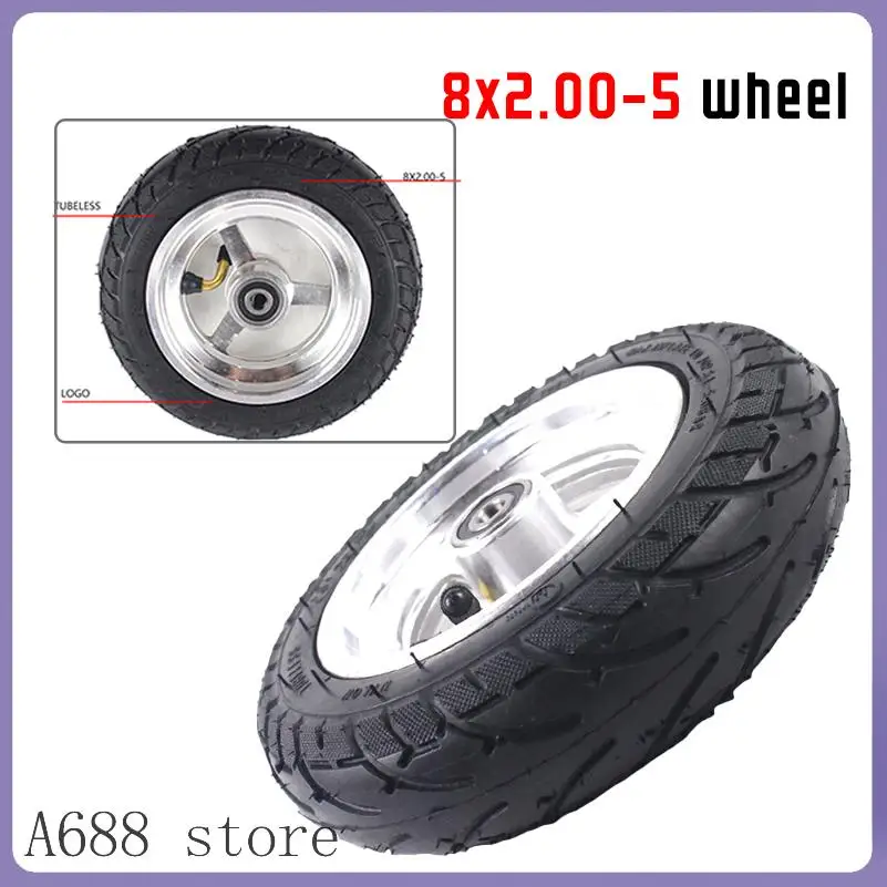 

8x2.00-5 Wheel Tubeless Vacuum Tire with Aluminum Alloy Rims for Electric Scooter Kugoo S3 S2 S1 C3 Pocket Bike Wheelchair